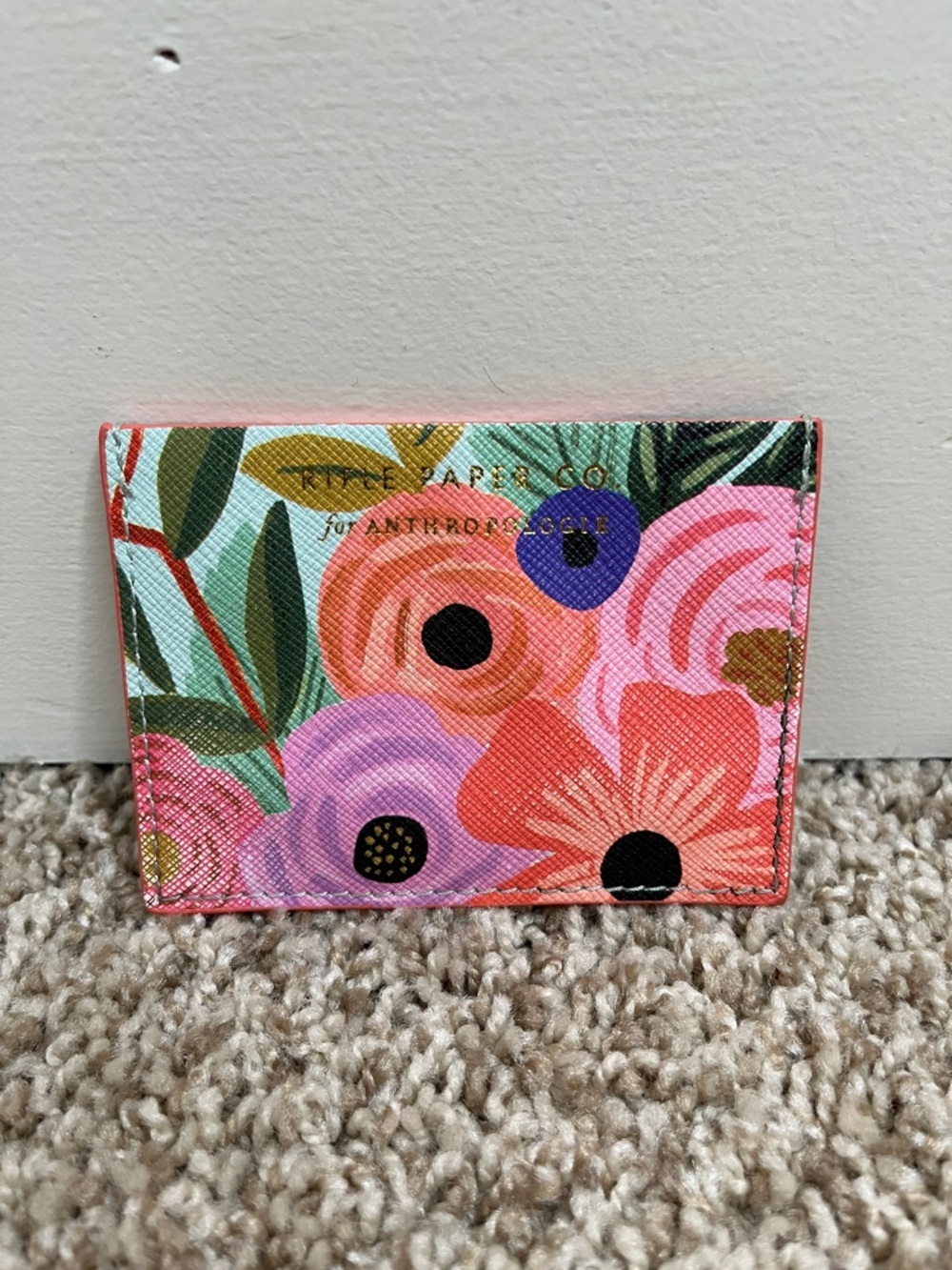 Rifle Paper Co. Garden Party Floral Card Holder in Pink Coral Purple and Green